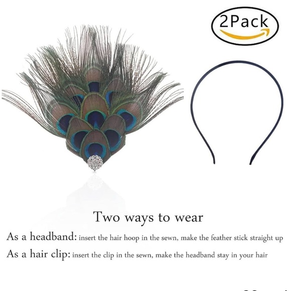 NWT peacock feather hair accessory - Picture 2 of 5
